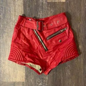Unit faux leather red shorts